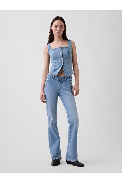 GAP Kadın Açık Mavi Low Rise Long & Lean Sailor Jean Pantolon