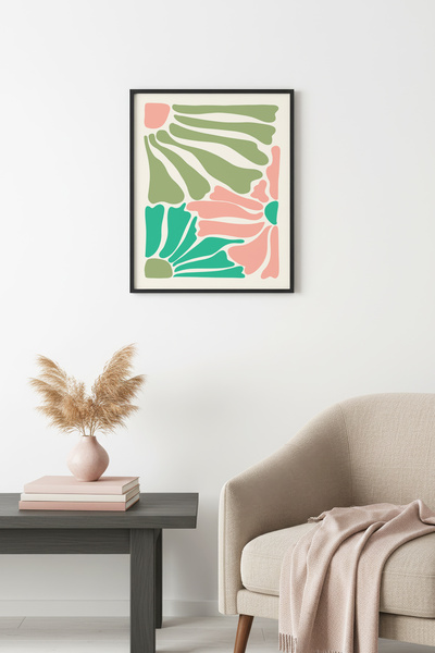 huhuli Ρετρό αφηρημένη ζωγραφική με φυσικό ξύλινο πλαίσιο - Γεωμετρικό σχέδιο...