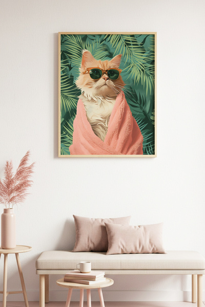 huhuli Tablou cu model tropical înrămat în lemn natural - Animal verde |   hu...