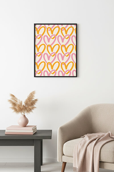 huhuli Ρετρό πίνακας με φυσικό ξύλινο πλαίσιο - Ποπ Αρτ με σχέδιο καρδιάς |  ...