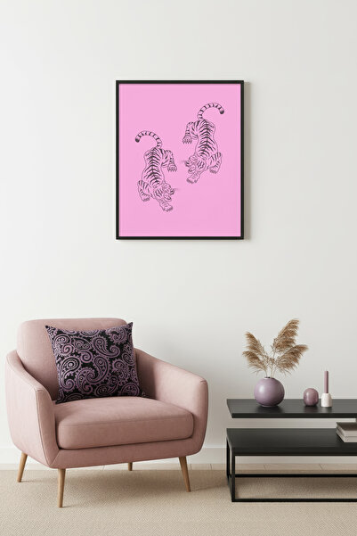 huhuli Ρετρό πίνακας με φυσικό ξύλινο πλαίσιο - Vintage ζώο με σχέδιο τίγρης ...