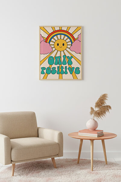 huhuli Ρετρό πίνακας με φυσικό ξύλινο πλαίσιο - Ποπ Αρτ Θετικό Ήλιο Βροχή και...