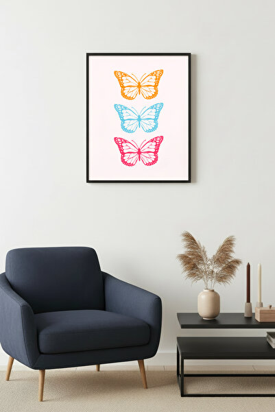 huhuli Ρετρό ζωγραφική με πεταλούδες με φυσικό ξύλινο πλαίσιο - Διακόσμηση σε...