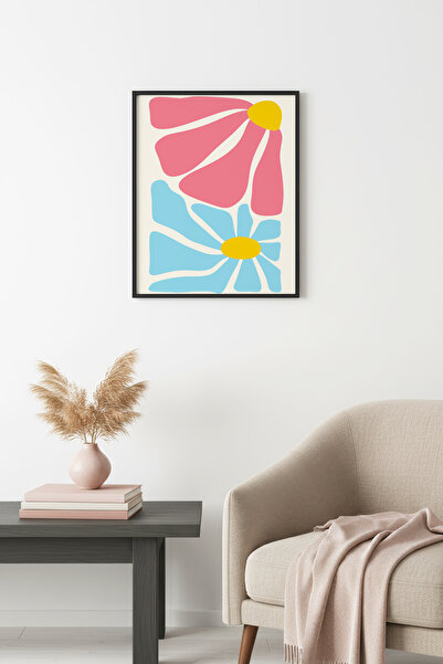 huhuli Ρετρό πίνακας ζωγραφικής με λουλούδια σε στυλ ποπ αρτ με φυσικό ξύλινο...