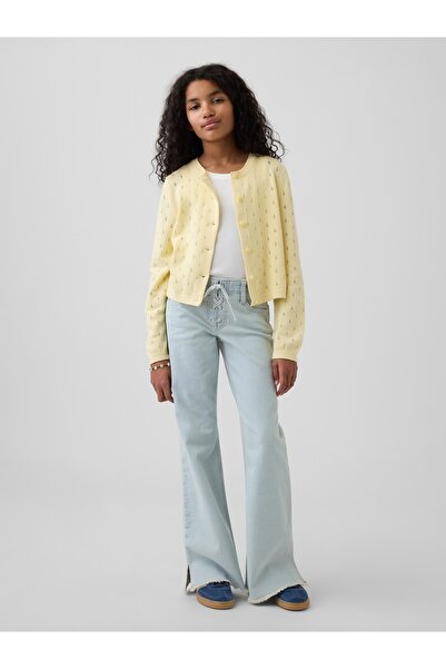 GAP Kız Çocuk Açık Mavi Low Rise Lace-Up Relaxed Flare Jean Pantolon