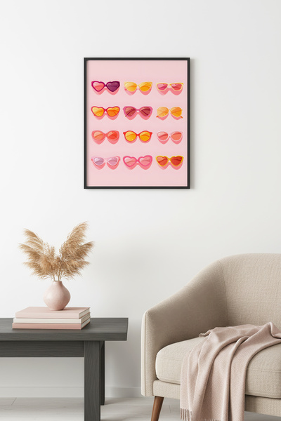 huhuli Ρετρό γυαλιά ποπ αρτ με φυσικό ξύλινο πλαίσιο - Παστέλ και ζωηροί τόνο...