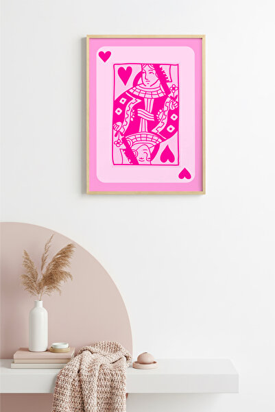 huhuli Πίνακας Ποπ Αρτ με φυσικό ξύλινο πλαίσιο - Ρετρό ροζ σχέδιο |   huhu2342