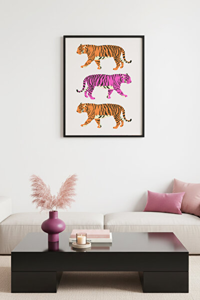 huhuli Ρετρό πίνακας με φυσικό ξύλινο πλαίσιο - Πίνακας τέχνης με μοτίβο τροπ...