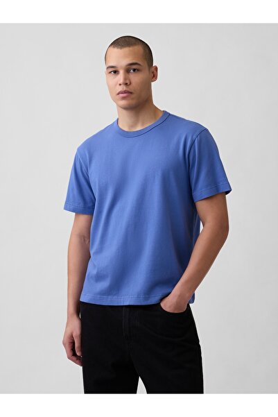 GAP Erkek Mavi Heavyweight Original T-Shirt