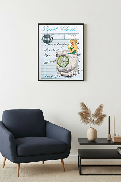 huhuli Ρετρό πίνακας με φυσικό ξύλινο πλαίσιο - Σχέδιο καλοκαιρινού κοκτέιλ |...