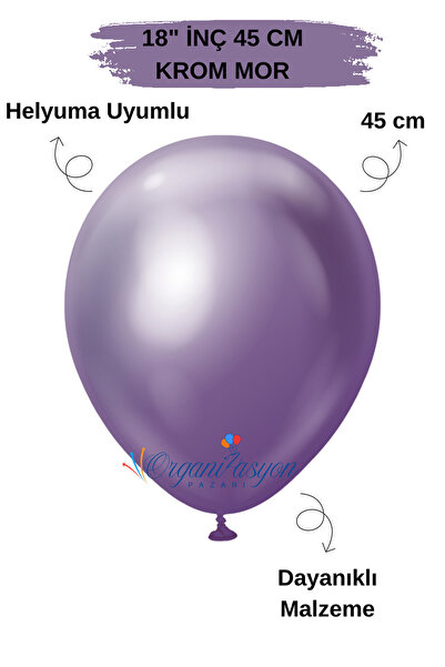 Organizasyon Pazarı 18 Inch 45 cm Balloon |   Big Size Balloon |   Chrome Pur...