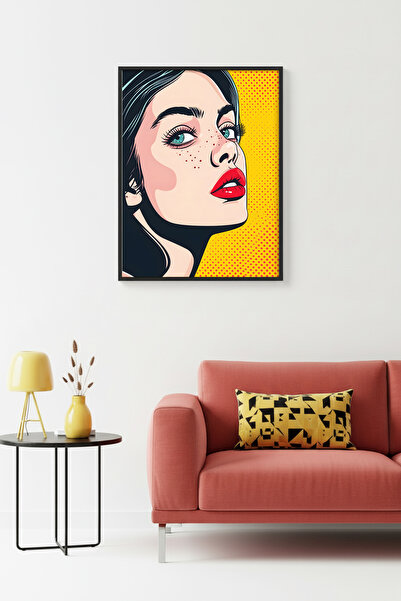 huhuli Πίνακας με μοτίβο πορτρέτου με φυσικό ξύλινο πλαίσιο - Σύγχρονη Εικονο...