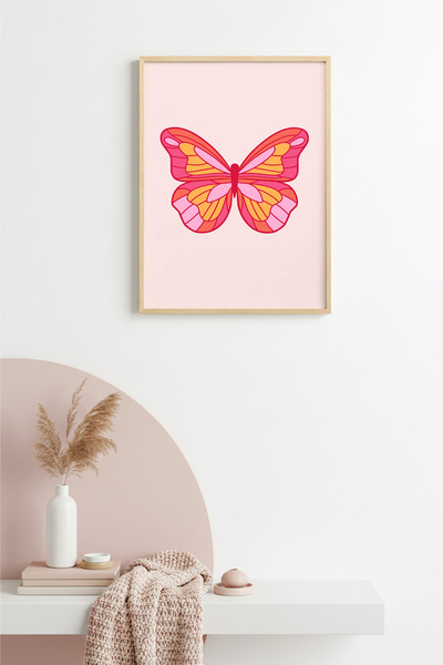 huhuli Επιτραπέζια ζωγραφιά ρετρό πεταλούδας με φυσικό ξύλινο πλαίσιο - με σχ...