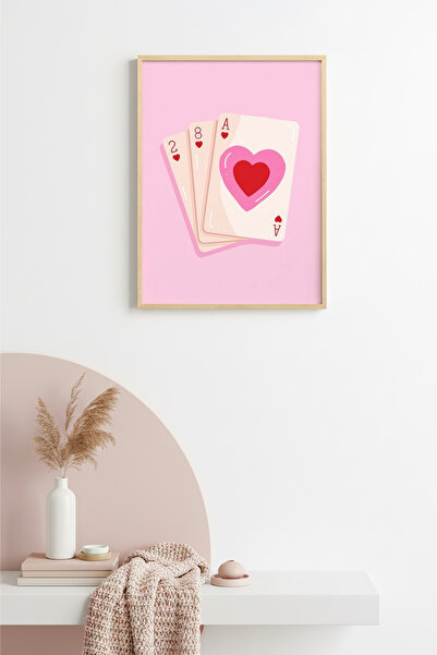 huhuli Τραπέζι με θέμα ρετρό κάρτες με φυσικό ξύλινο πλαίσιο - Μοτίβο καρδιάς...