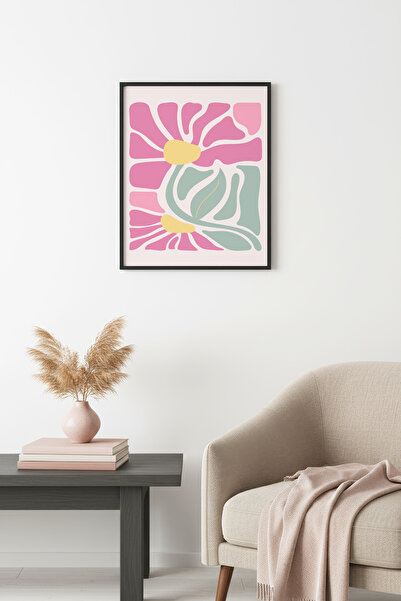 huhuli Επιτραπέζια ζωγραφιά με ρετρό σχέδιο λουλουδιών με φυσικό ξύλινο πλαίσ...