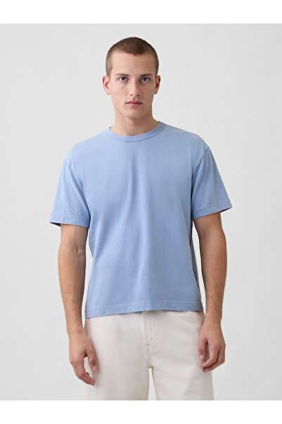 GAP Erkek Açık Mavi Heavyweight Crop T-Shirt