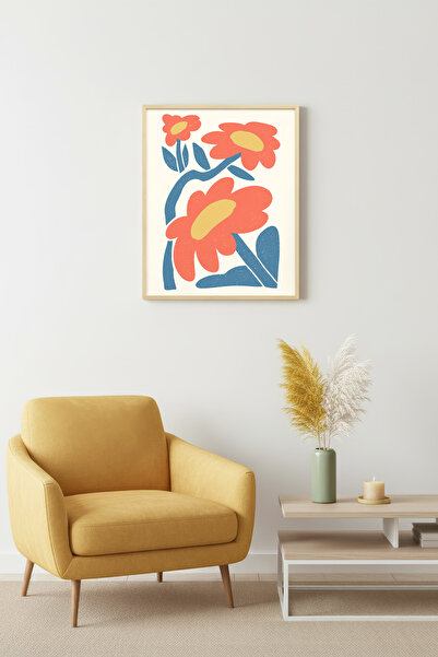 huhuli Ρετρό πίνακας ζωγραφικής με λουλούδια σε στυλ ποπ αρτ με φυσικό ξύλινο...