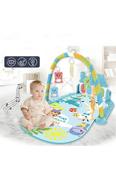 Salamandra Kids Salteluta de joaca Deluxe pentru bebelusi cu pian reglabil si...