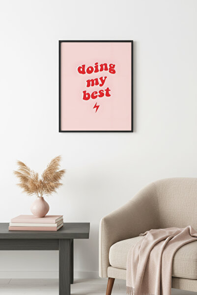 huhuli Πίνακας με ρετρό σλόγκαν με φυσικό ξύλινο πλαίσιο - Κάνοντας το καλύτε...