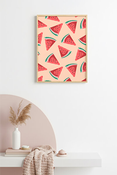 huhuli Ρετρό πίνακας με σχέδιο καρπούζι με φυσικό ξύλινο πλαίσιο - Διακόσμηση...