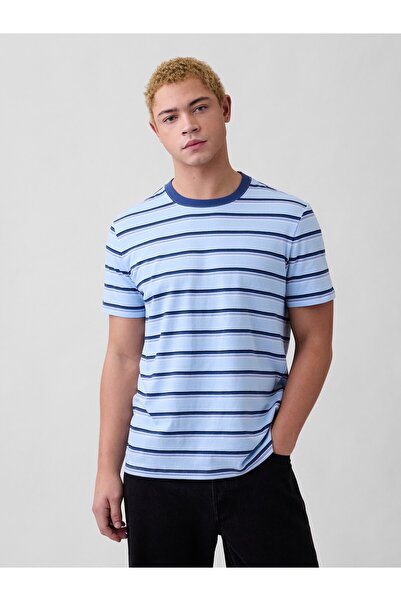 GAP Erkek Açık Mavi Relaxed Bisiklet Yaka T-Shirt