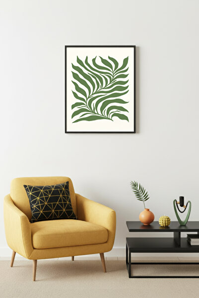 huhuli Επιτραπέζιος πίνακας με τροπικά φύλλα φοίνικα με φυσικό ξύλινο πλαίσιο...