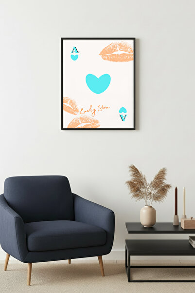 huhuli Tablou romantic în stil pop art, încadrat în lemn natural - cu model d...