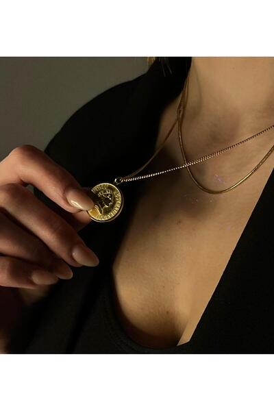Sasa Steel Jewelry Elizabeth 2'li İnce İtalyan Kadın Çelik Kolye Minimal Vint...