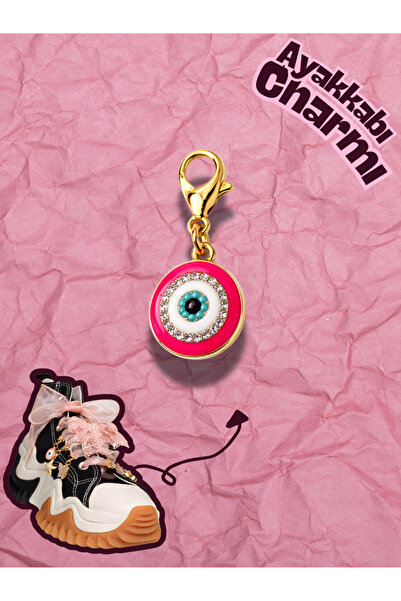 Hugs and Gifts Shoe Charm 🧿   Pink Neon Evil Eye Light