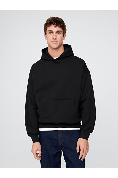 GAP Erkek Siyah Heavyweight Oversized Sweatshirt