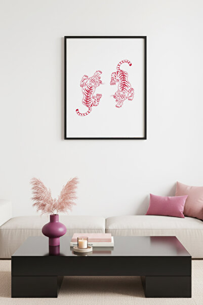 huhuli Ρετρό ζωγραφική με θέμα την τίγρη με φυσικό ξύλινο πλαίσιο - Ζώα του δ...