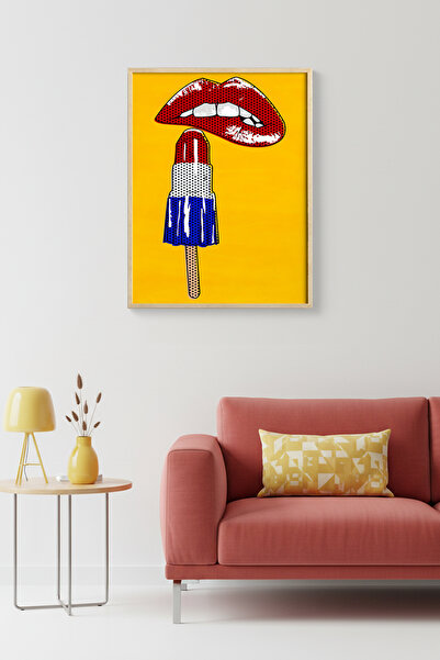 huhuli Tablou cu model Pop Art, încadrat în lemn natural - Roșu-Albastru |   ...