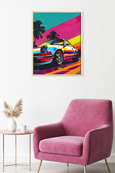 huhuli Ζωγραφική με ζωηρά σχέδια ποπ αρτ με φυσικό ξύλινο πλαίσιο - Ρετρό απο...