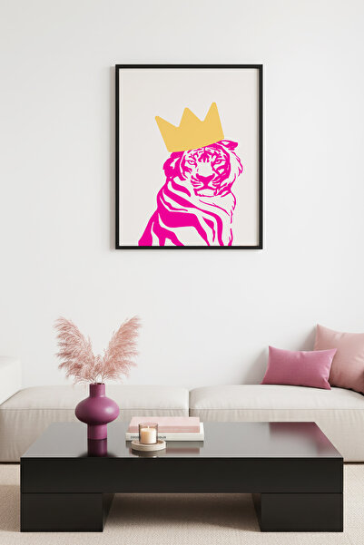 huhuli Ρετρό ζωγραφική με πορτρέτο λιονταριού με φυσικό ξύλινο πλαίσιο - Τέχν...