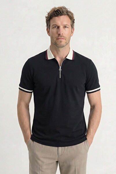 Tudors Ανδρικό μπλουζάκι με λεπτή εφαρμογή, 100% βαμβακερό, κοντομάνικο, με μ...