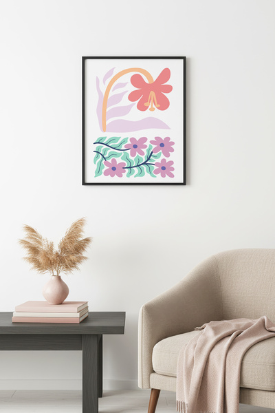huhuli Ρετρό ζωγραφική με φυσικό ξύλινο πλαίσιο - Παστέλ μοτίβο λουλουδιών Bo...