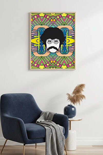 huhuli Živopisna geometrijska slika sa okvirom od prirodnog drveta - Pop art ...