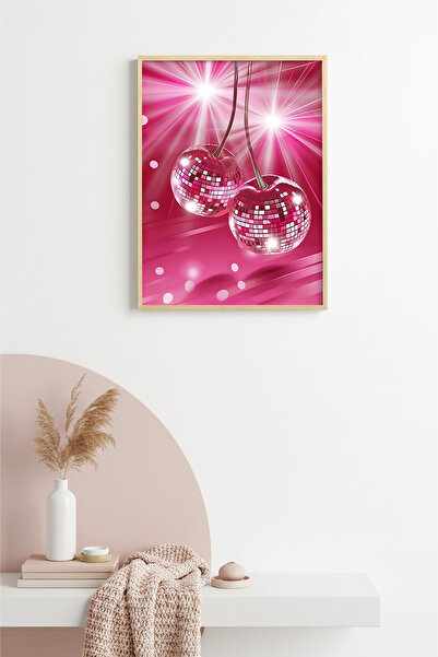 huhuli Ρετρό ζωγραφική με θέμα την ντίσκο φράουλα με φυσικό ξύλινο πλαίσιο - ...