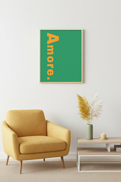 huhuli Tablou retro cu ramă din lemn natural - Amore Word Art |   huhu2355