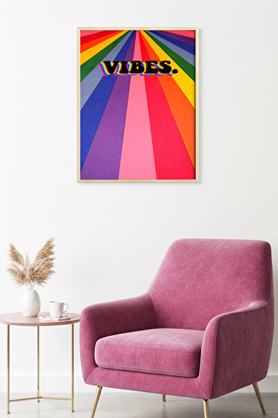 huhuli Πίνακας με σχέδιο ουράνιου τόξου με φυσικό ξύλινο πλαίσιο - Ποπ Αρτ | ...