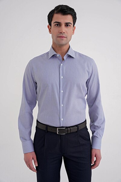 Efor Men's Comfort Fit Rarat Kalıp Navy Blue Shirt Gk 751