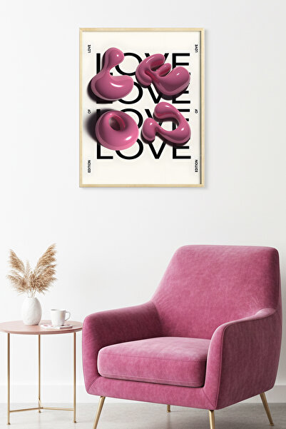 huhuli Tablou cu model caligrafic abstract, înrămat cu lemn natural - Tonuri ...