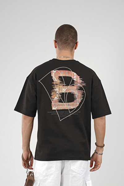 Butik Trend Biz Oversize Embroidered Printed Men's T-Shirt