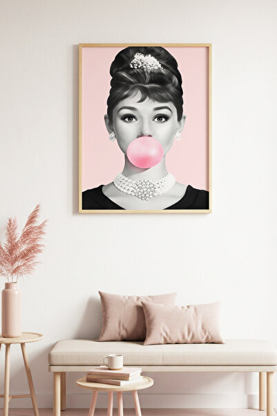 huhuli Τραπέζι με μίνιμαλ σχέδιο με φυσικό ξύλινο πλαίσιο - Ροζ-Λευκό |   huh...