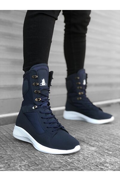 BESKAR BA0600 Αθλητικές μπότες Unisex με κορδόνια σε σκούρο μπλε χρώμα και ψη...