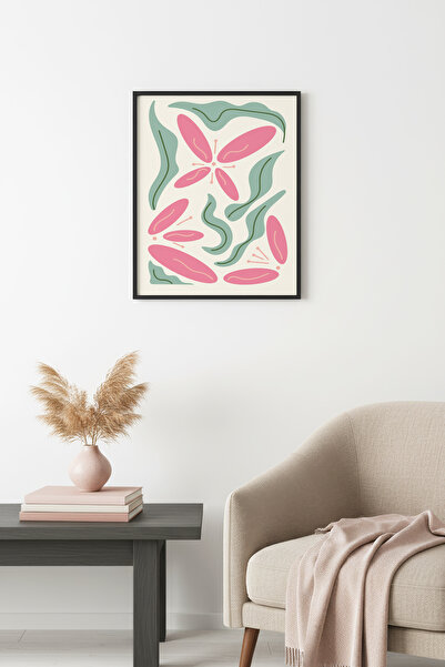 huhuli Ρετρό ζωγραφική με φλοράλ μοτίβο Boho με φυσικό ξύλινο πλαίσιο - Παστέ...