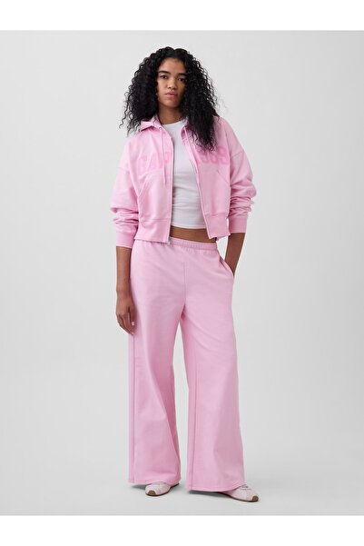 GAP Kadın Açık Pembe Fransız Havlu Kumaş 1969 Logo Baggy Eşofman Altı
