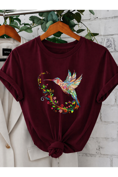 EYAX MODA SİNEK KUŞU BASKILI UNISEX OVERSIZE TİŞÖRT /T-SHIRT