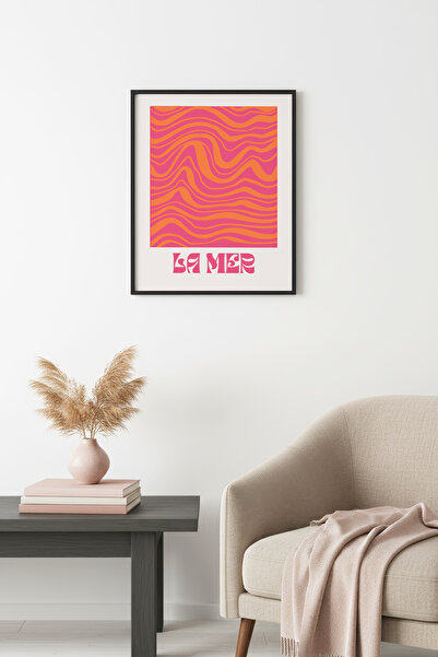 huhuli Ρετρό αφηρημένη ζωγραφική με κύματα από την La Mer με φυσικό ξύλινο πλ...