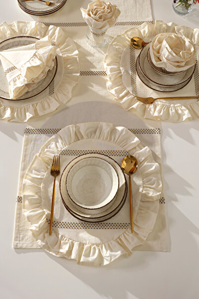 Macas Home Σετ τραπεζομάντηλο και ράνερ Norela με βολάν - Σετ τραπεζομάντηλο ...